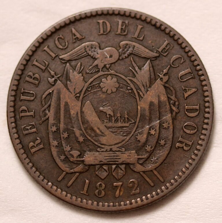 Read more about the article Ecuador 2 Centavos 1872 VF+ Heaton Coin KM# 46