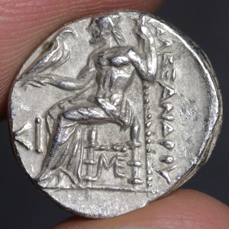 Read more about the article Alexander the Great Drachm Ancient Greek Silver Coin 310BC Ch VF Zeus Hercules