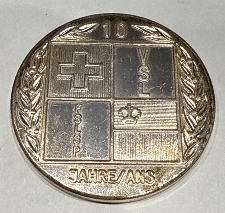 Read more about the article 1980 Lichtenstein Medal Suisse Liechetenstein Des Sports Populare 10 Jahre Coin