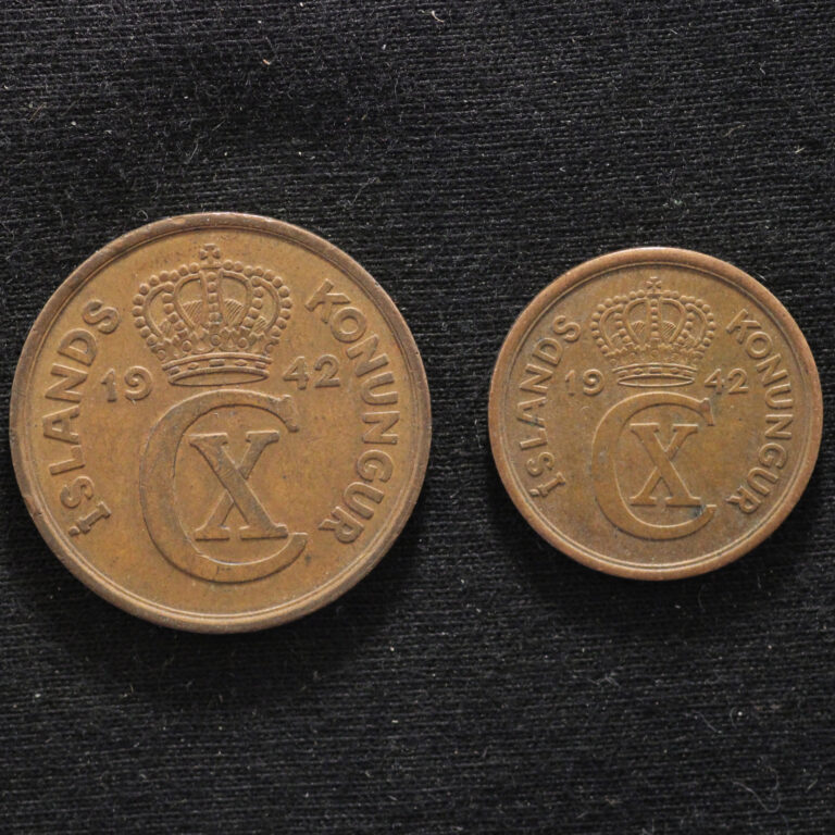 Read more about the article Lot of 2 coins from Iceland: 1942 5 Aurar   1942 2 Aurar (F457)