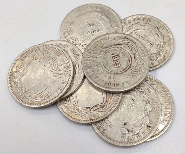 Read more about the article 1880-1890 COSTA RICA 50 CENTIMOS and UN COLON COINS! LOT OF 10! COUNTER STAMPS!