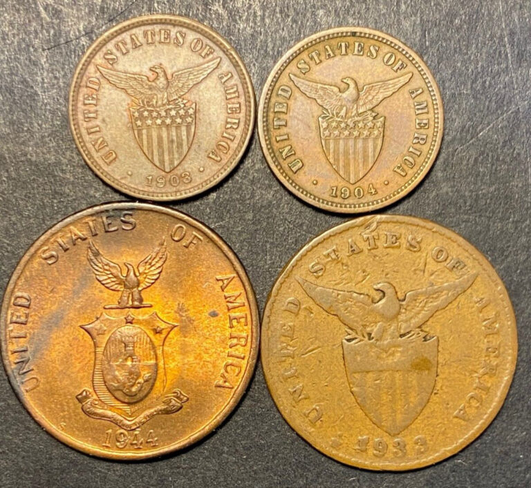Read more about the article Philippines – USA – 1903 and 1904 1/2 Centavo  1933 and 1944S One Centavo Coins