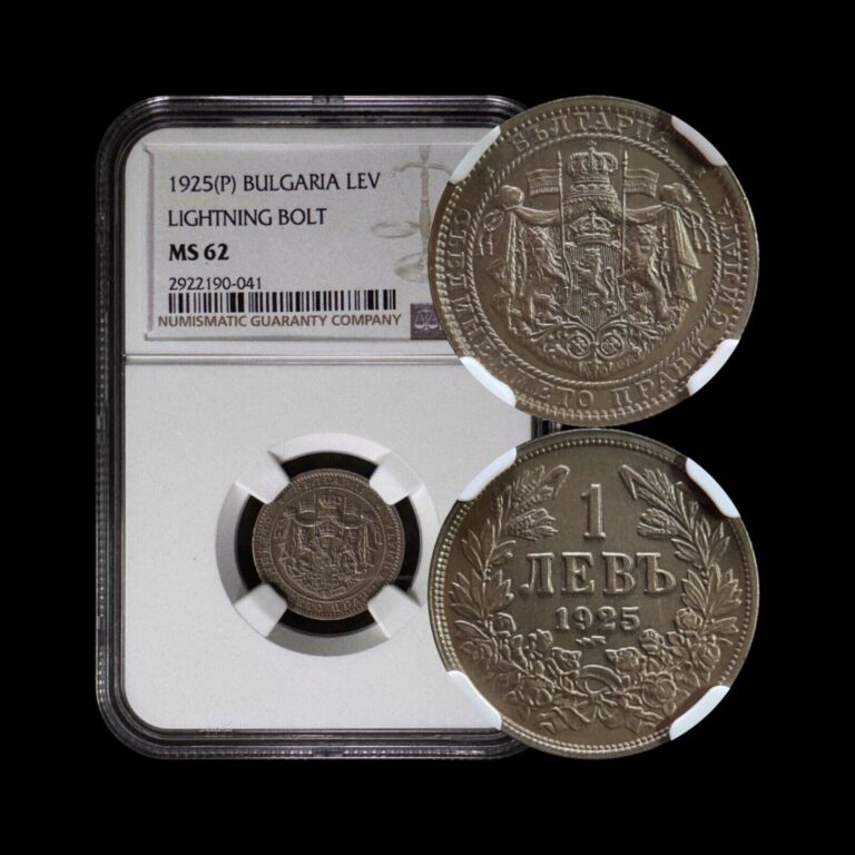 Read more about the article BULGARIA. 1925  1 Lev – NGC MS62 – Crowned Lions  Thunderbolt  Poissy  France