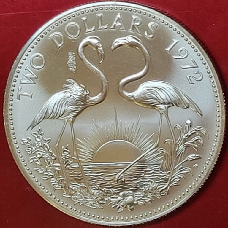 Read more about the article BAHAMAS 1972 TWO DOLLARS FLAMINGO SILVER COIN **BRILLIANT UNCIRCULATED **