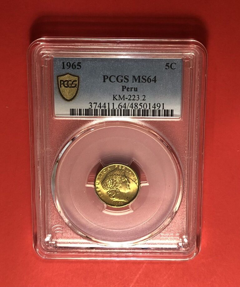 Read more about the article 1965-PERU -UNCIRCULATED 5 CENTAVOS COIN GRADED BY PCGS MS64.