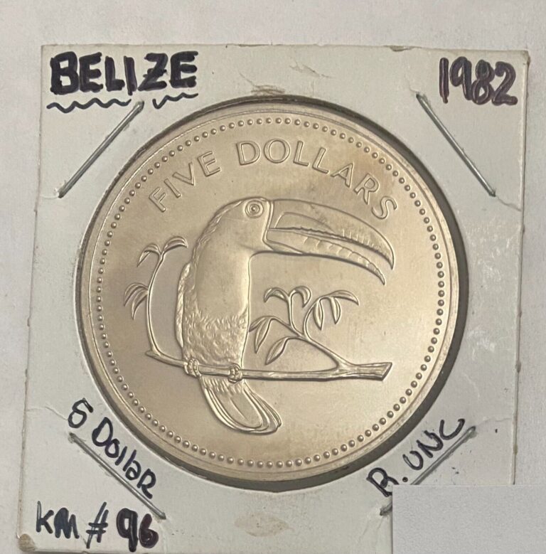 Read more about the article 1982 Large Belize  Five Dollar Coin  (Toucan)  UNCIRCULATED