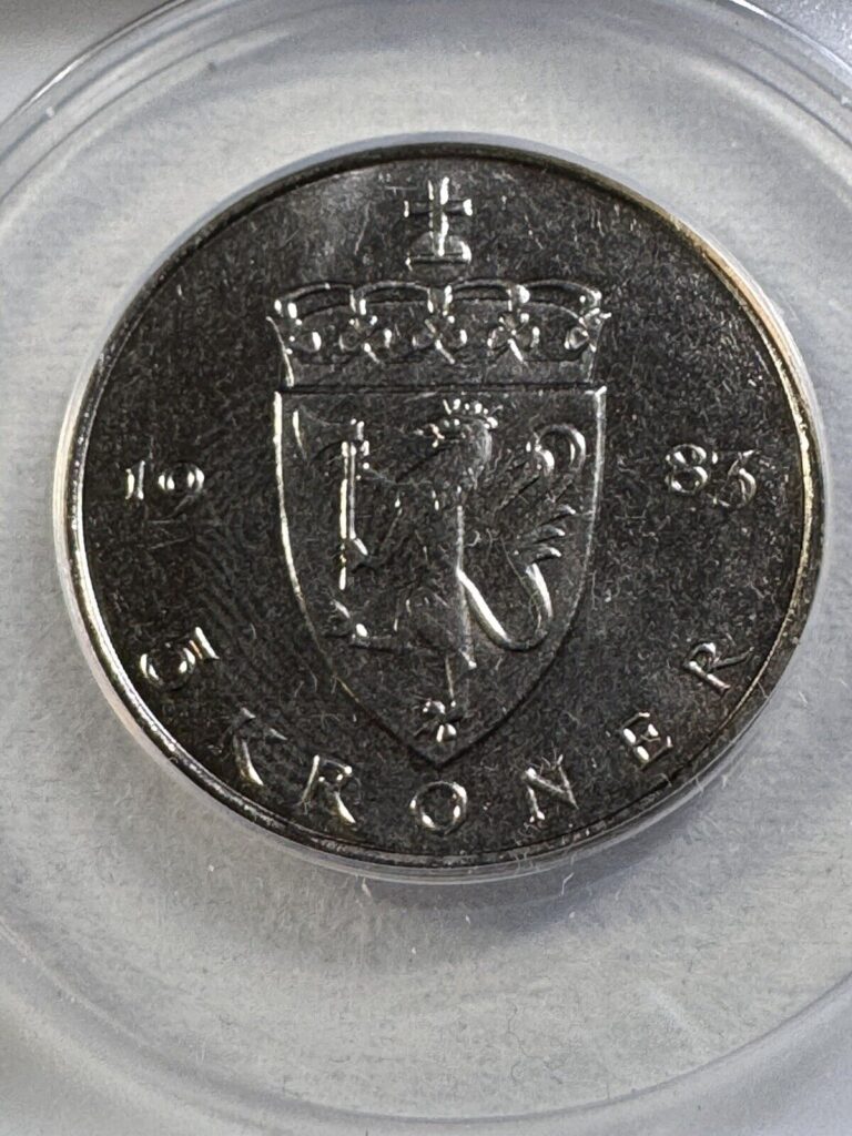 Read more about the article 1983 Norway 5 Kroner Graded MS 65 by ANACS