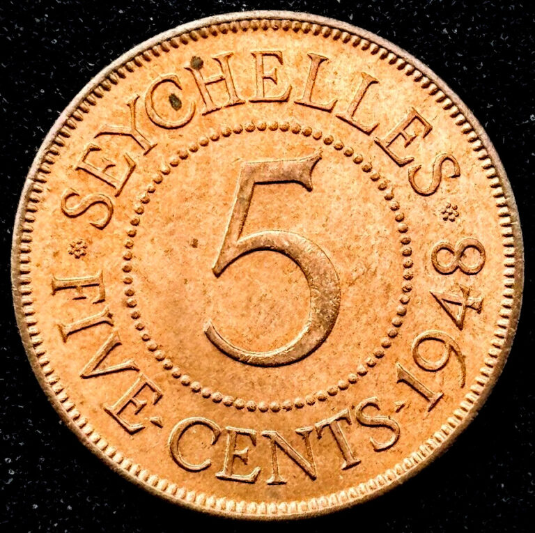 Read more about the article 1948 Seychelles Coin 5 Five Cents Africa Foreign World Coins Free Shipping