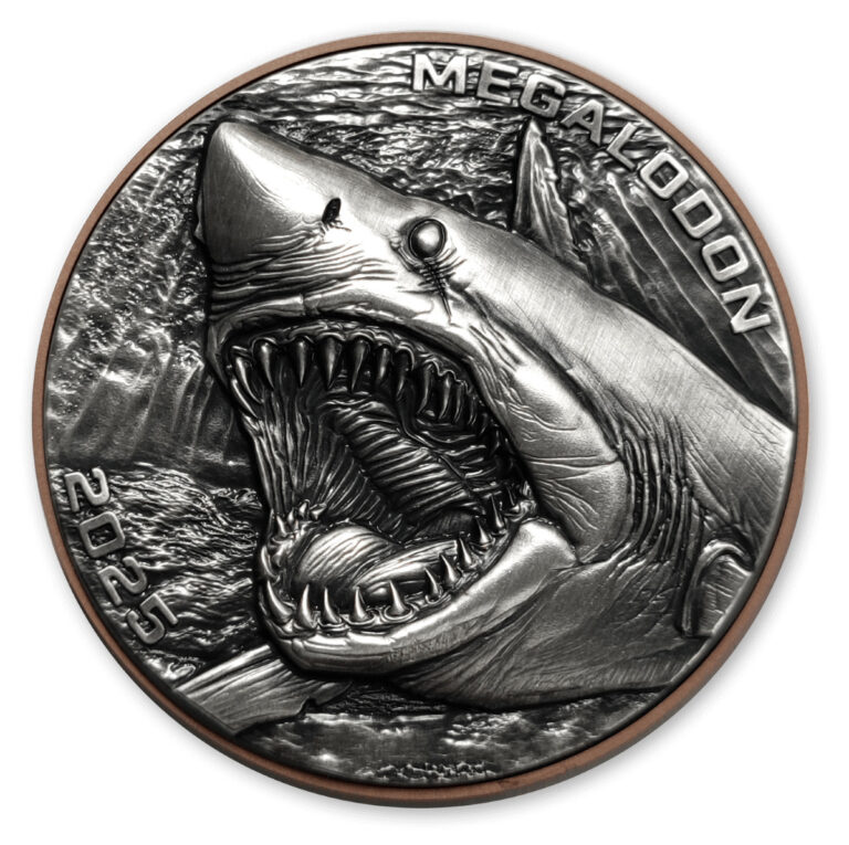 Read more about the article 2025 Vanuatu Double Silver Giant Megalodon Antiqued Coin w/Copper Core