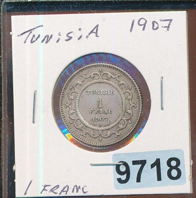 Read more about the article TUNISIA –  1 FRANC 1907 SILVER K238 XF – #9718