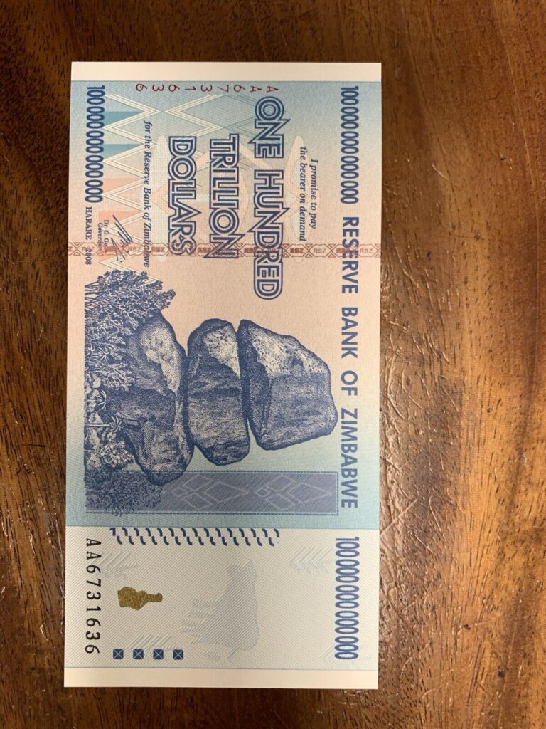 Read more about the article 100% ORIGINAL ZIMBABWE 100 TRILLION DOLLARS 2008 AA SERIES P91 UNC UV PASSED