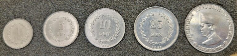 Read more about the article RIAU ARCHIPELAGO 1962 Coins Complete Coin Set – SCARCE  – Lettered Edges