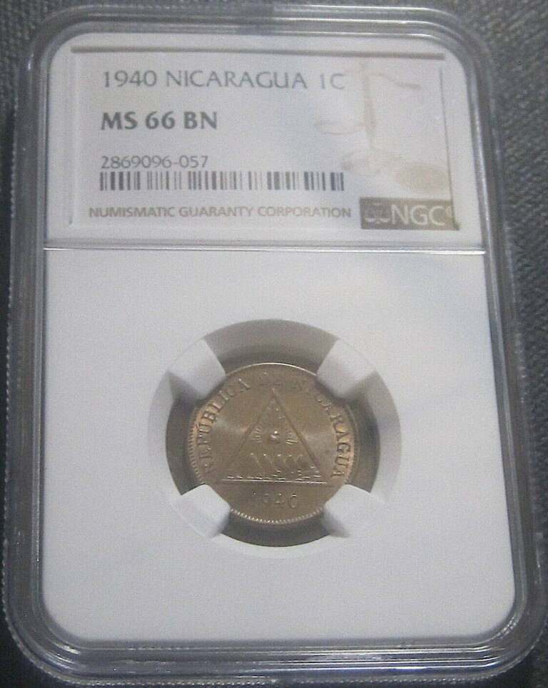 Read more about the article **TOP POP NGC MS66 BN** 1940 Nicaragua 1 Un Centavo KM#11 – Bronze Coin