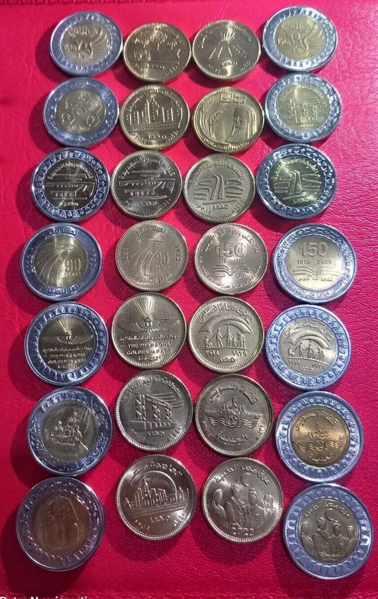 Read more about the article Lot Of 28 Conis 2015_2023 Egypt Commemorative   One Pound and Half Pound  UNC