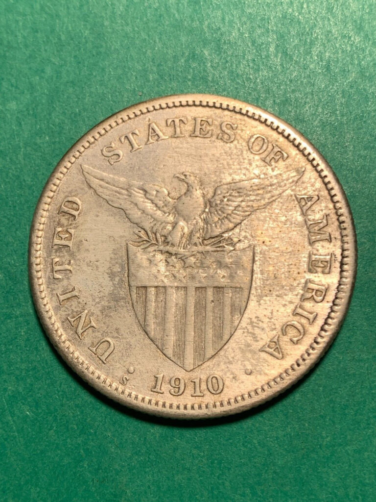 Read more about the article US PHILIPPINES ONE PESO 1910-S  GETTING SCARCE DATE  #108