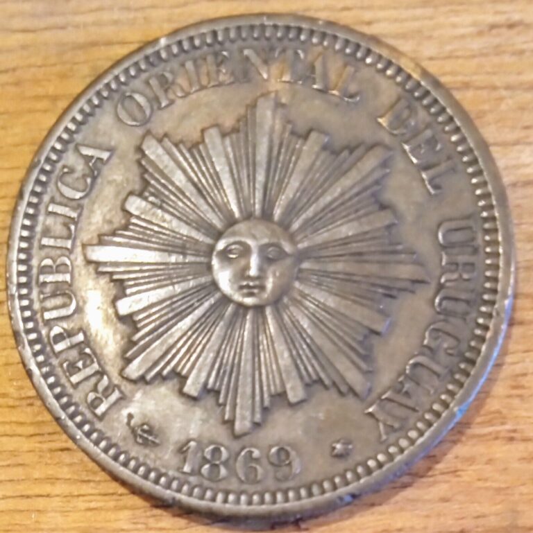 Read more about the article 1869 XF Uruguay 4 centesimos coin