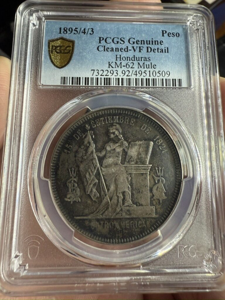 Read more about the article 1895/4/3 Honduras Mule 1 Peso PCGS VF Details