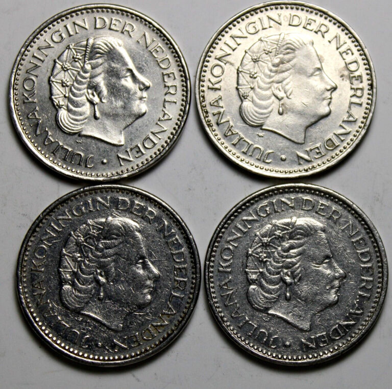 Read more about the article Netherlands 1970s  4x 1 Gulden Coins 1224-293