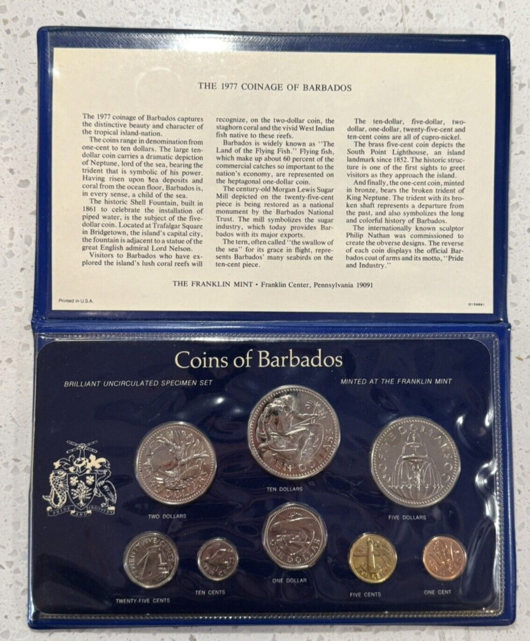 Read more about the article 1977 Coins Of Barbados Brilliant Uncirculated Specimen Set Franklin Mint