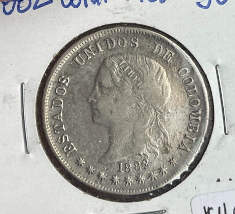 Read more about the article 1882 Colombia 50 Centavos – Bogota – Silver L2