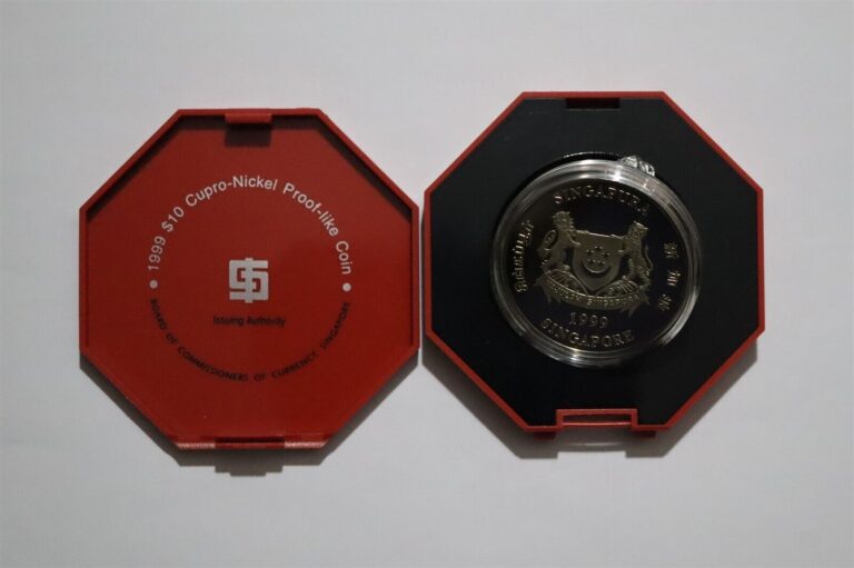 Read more about the article 🧭 🇸🇬 Singapore 10 Dollars 1999 PROOF Year of the Rabbit IN BOX B53 #20 BX4-71