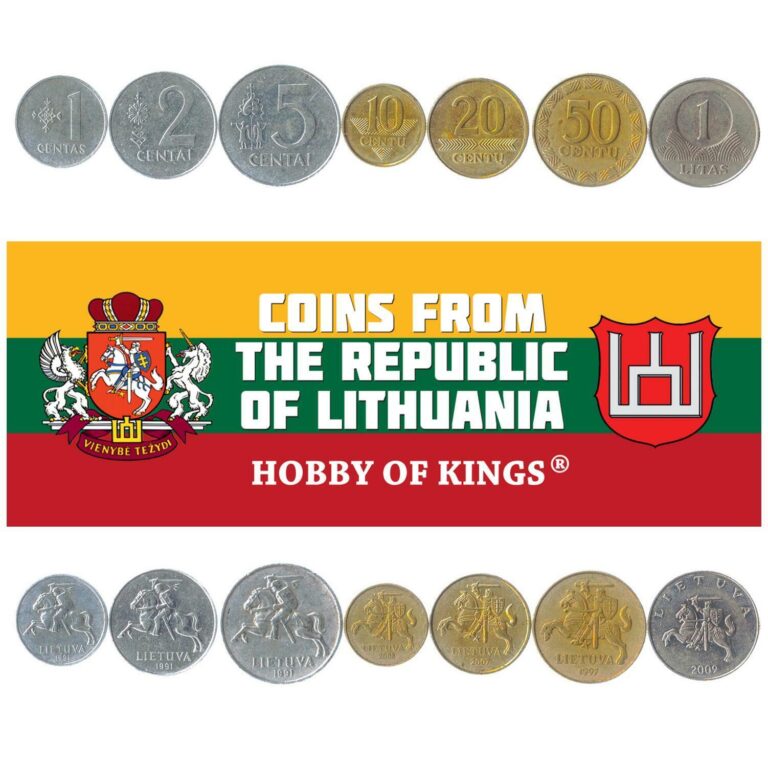 Read more about the article Lithuanian 7 Coin Set 1 2 5 10 20 50 Centu 1 Litas | Lithuania | 1991 – 2014