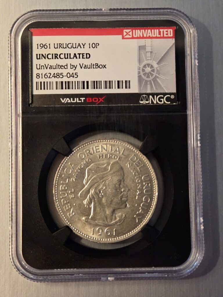 Read more about the article 1961 URUGUAY SILVER 10 PESOS NGC UNCIRCULATED COIN