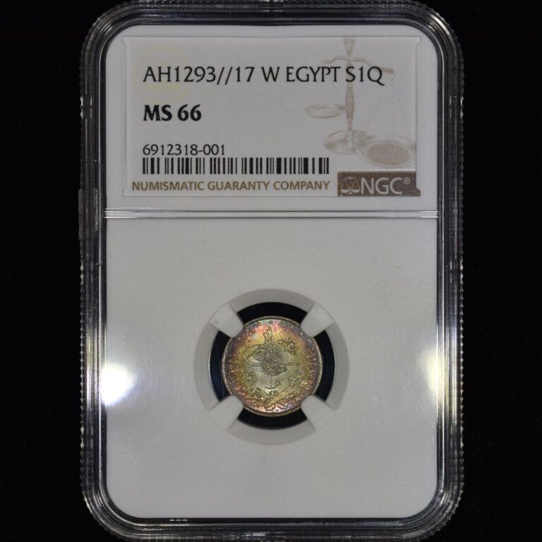 Read more about the article AH 1293 17 EGYPT 1 QIRSH ✪ NGC MS-66 ✪ 17 1892 SILVER COIN RAINBOW ◢TRUSTED◣