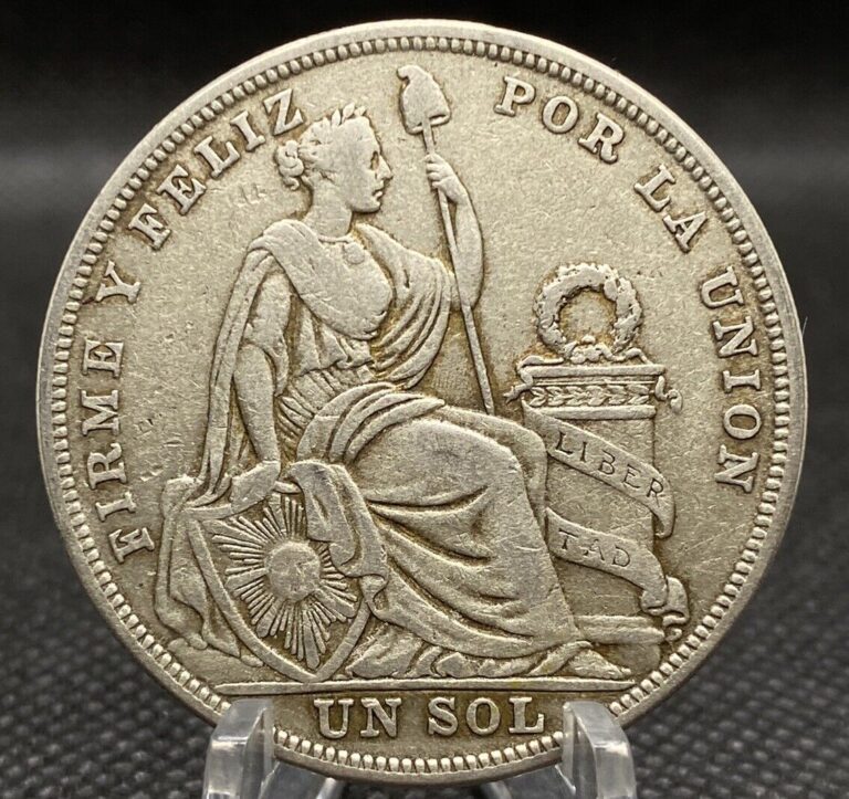 Read more about the article 1924 Peru 🇵🇪 1 Un Sol VF World Silver Coin Crown PER006