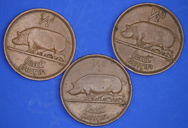 Read more about the article 3 Irish Ireland EIRE Half Penny ½d coins  Sows and piglets  various dates [31349]