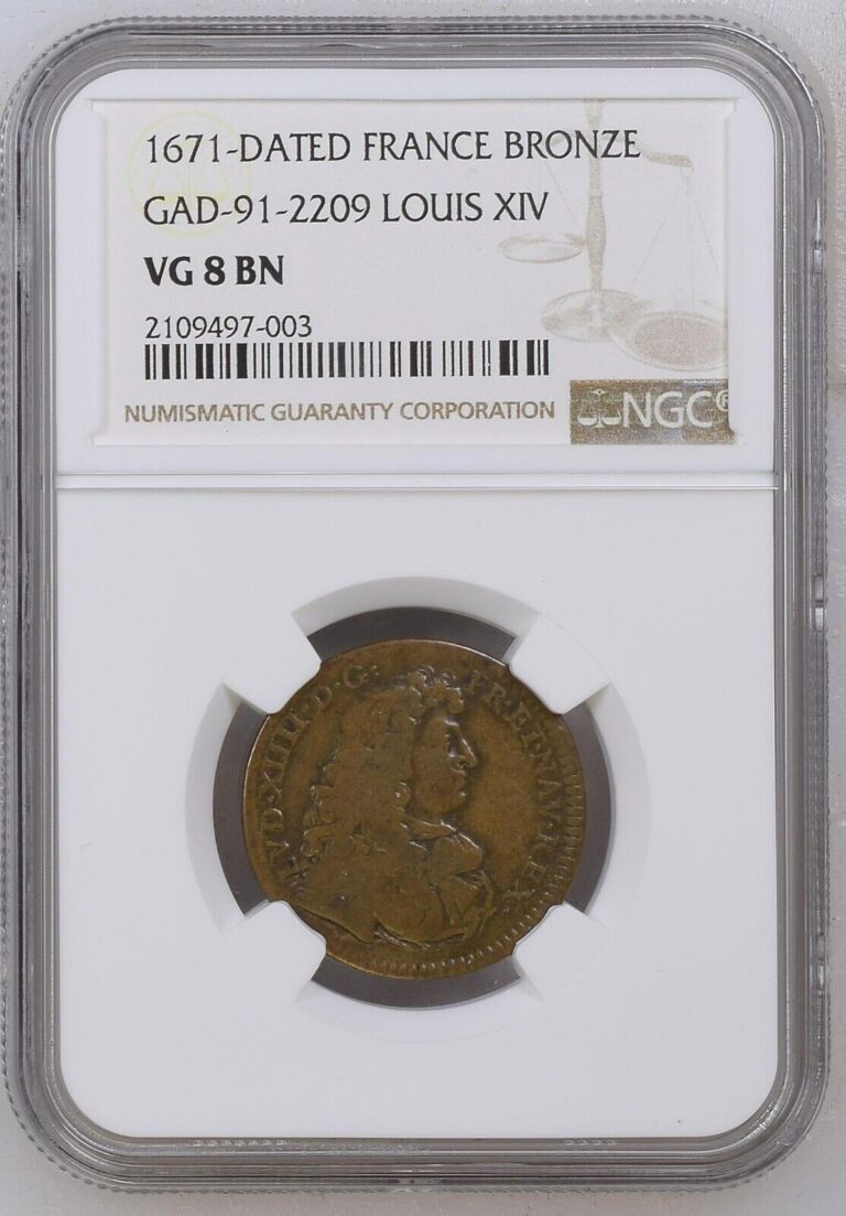 Read more about the article 1671 France – Dated Bronze – Louis XIV – GAD-91-2209 French – NGC VG8 a