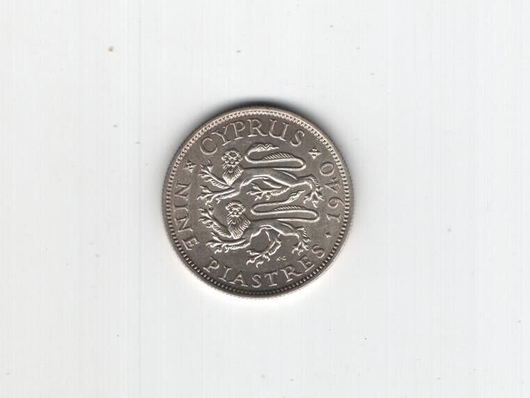 Read more about the article CYPRUS 1940 KGVI 9 PIASTRES SILVER COIN AUNC