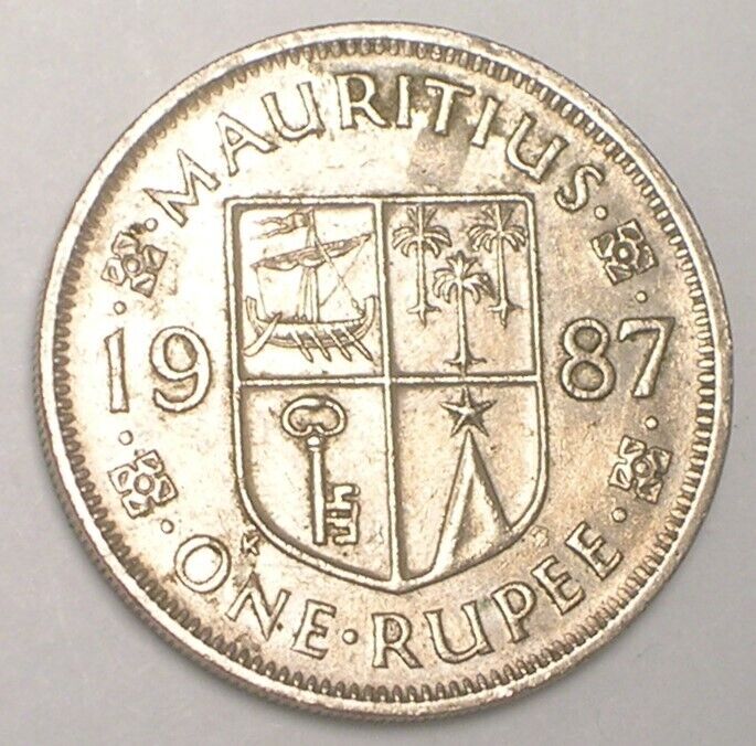 Read more about the article 1987 Mauritius One 1 Rupee Ramgoolan Arms Coin VF+