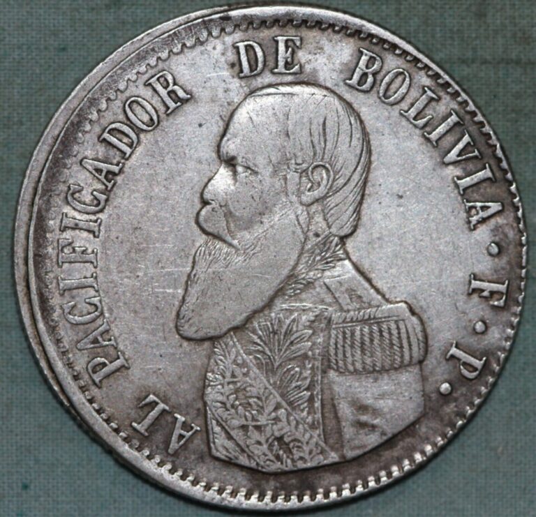 Read more about the article Bolivia  (Melgarejo Coinage)  1865 ~ Error ~ off center ~ Silver 1 Melgarejo