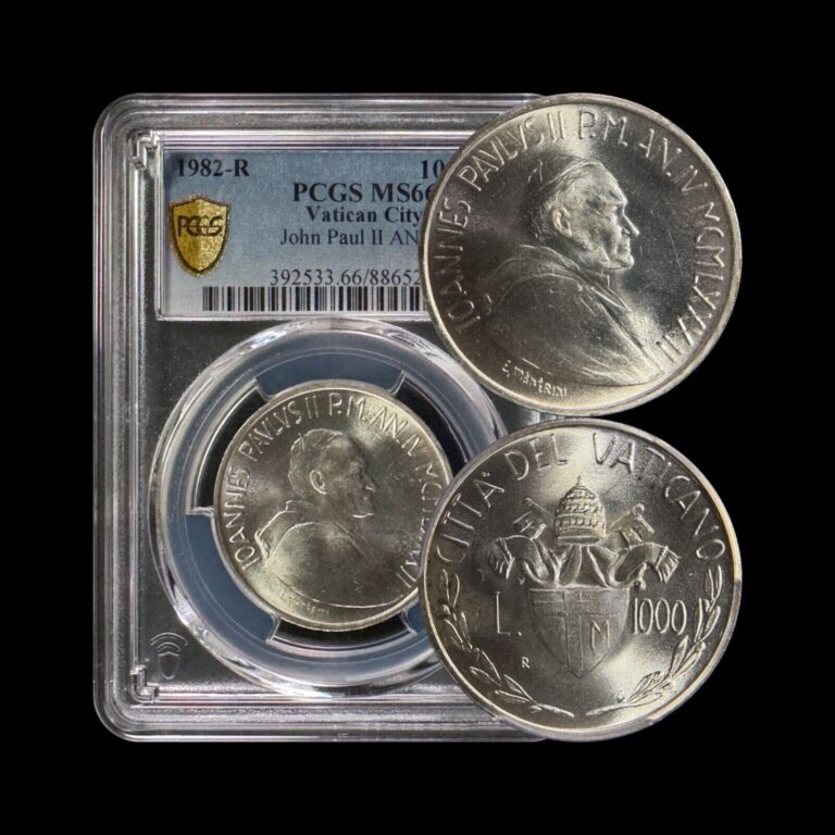 Read more about the article VATICAN CITY. 1982  1000 Lire  Silver – PCGS MS66 – Top Pop 🥇 JP2  Family