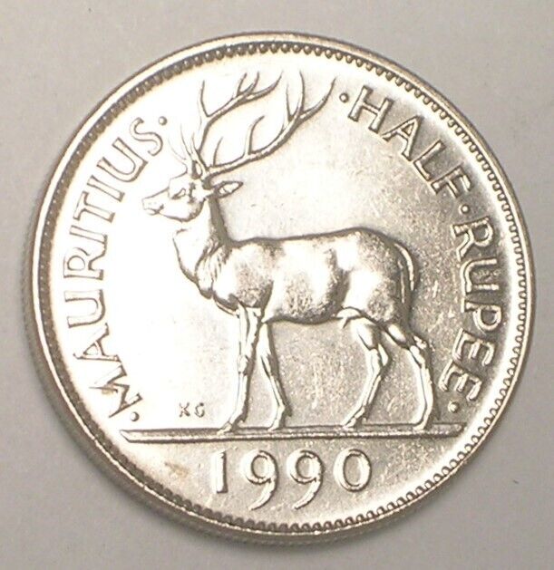 Read more about the article 1990 Mauritius Half 1/2 Rupee Stag Deer Coin XF+