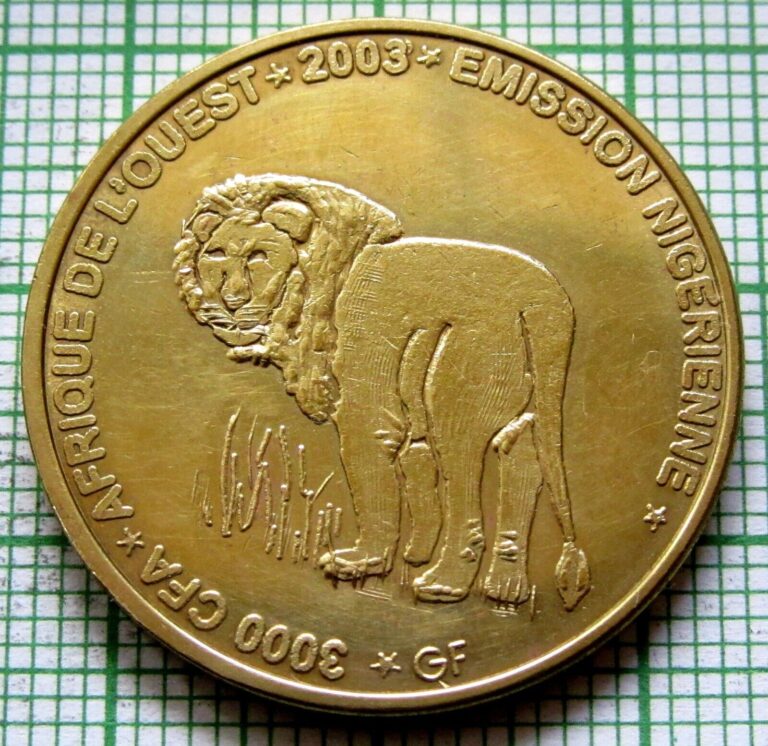 Read more about the article NIGER 2003 2 AFRICA or 3000 CFA COIN  LION and ELEPHANT HEAD  IDAO COINAGE Brass