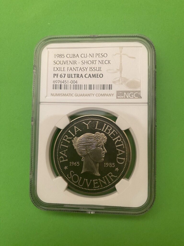 Read more about the article L@@K CARIBBEAN COIN SOUVENIR  PESO 1985 EXILE  RARE NGC “SHORT NECK”