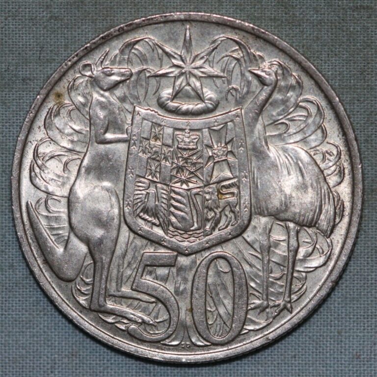 Read more about the article Australia 1966  ~ Silver 50 Cents ~  Kangaroo and Emu ~99 ¢ Tracked shipping