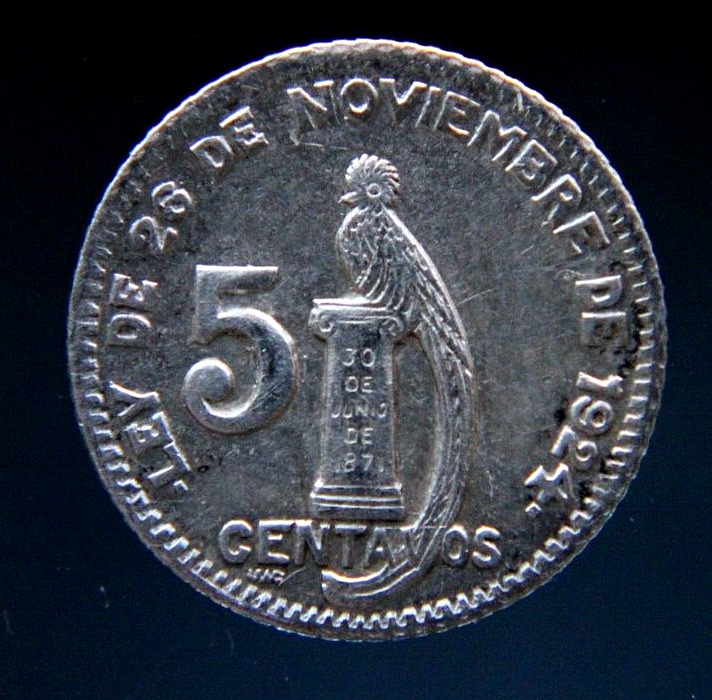 Read more about the article Guatemala  5 Centavos  1944  silver coin 0.720