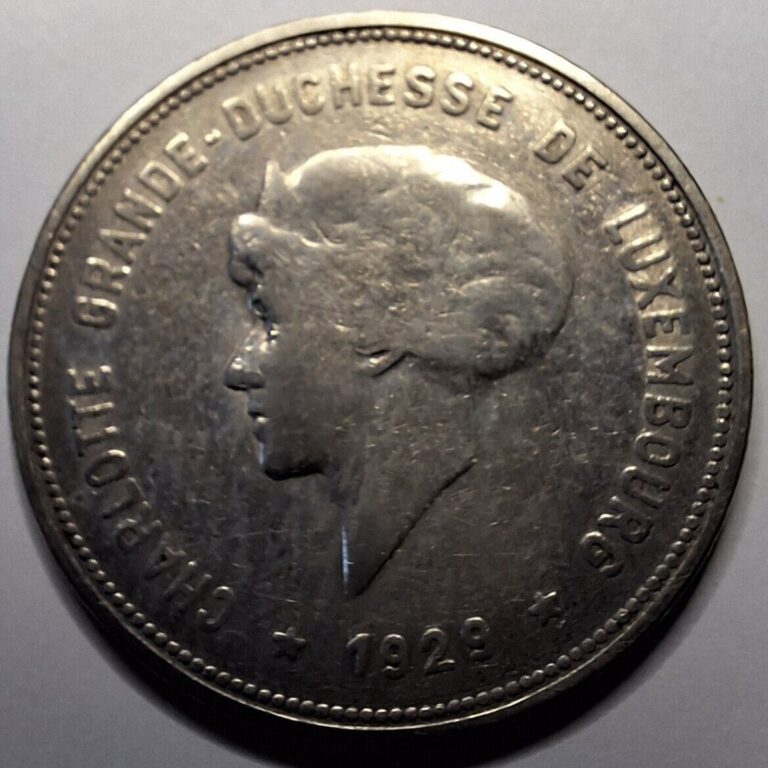 Read more about the article Luxembourg 1929 5 Francs World  Foreign Silver Coin.