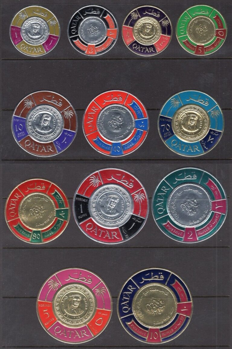 Read more about the article QATAR 1966 Coins Gold and Silver Foil Set  Complete #99-99L  Unmounted MNH