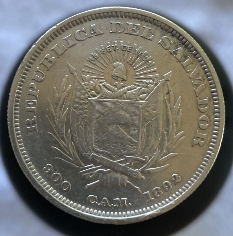 Read more about the article 1892-CAM El Salvador Columbus 1 Peso / Large Silver! Rare Coins / Bamba