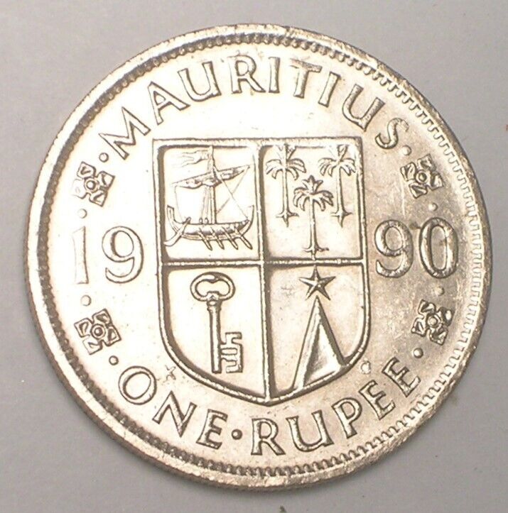 Read more about the article 1990 Mauritius One 1 Rupee Coat of Arms Coin XF+