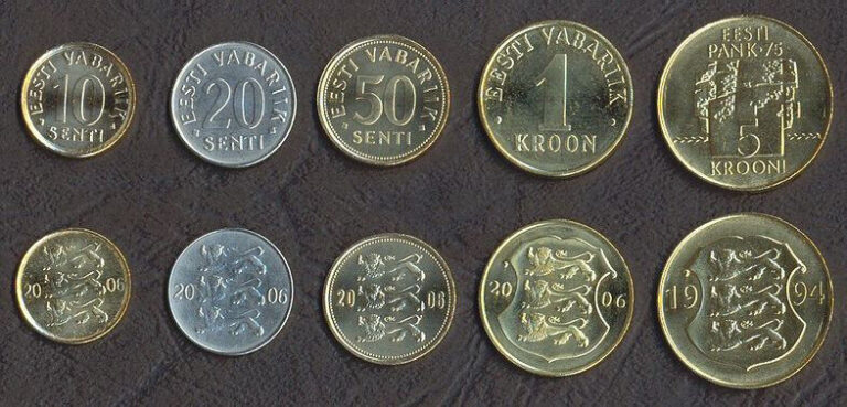 Read more about the article ESTONIA COIN SET 10+20+50 Senti +1+5 Krooni 1994-2006 UNC UNCIRCULATED LOT of 5