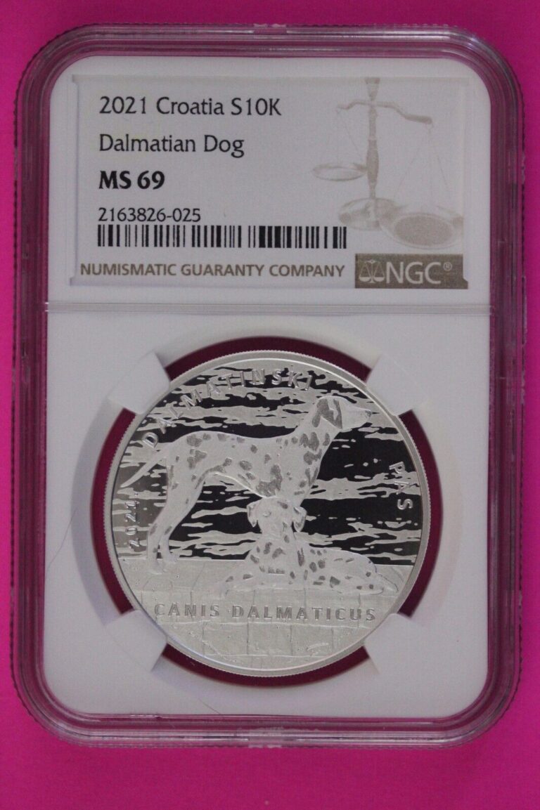 Read more about the article 2021 Dalmation Dog MS 69 Croatia 10k Kuna 1 OZ Silver NGC Certified Slab 1100