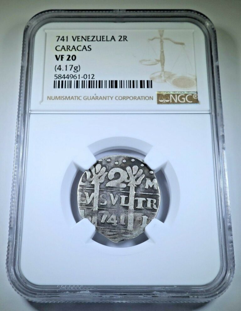 Read more about the article NGC VF-20 Venezuela Caracas 741 Silver 2 Reales Chipi Chipi Rare Antique 2R Coin