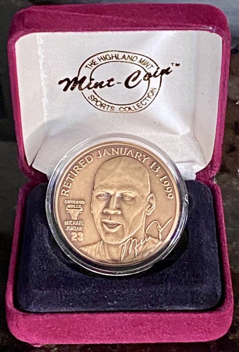 Read more about the article 1999 Upper Deck Michael Jordan Highland Mint Bronze Retirement Coin COA /25 000