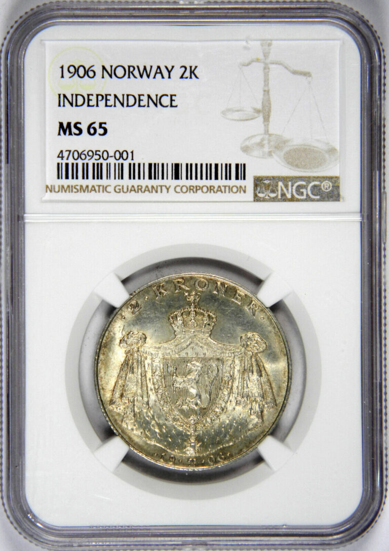 Read more about the article 1906 NORWAY 2 KRONER INDEPENDENCE HAAKON VII ~ NGC GEM UNCIRCULATED MS65!