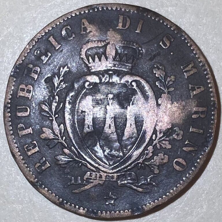 Read more about the article 1864 San Marino 5 Centesimi Coin